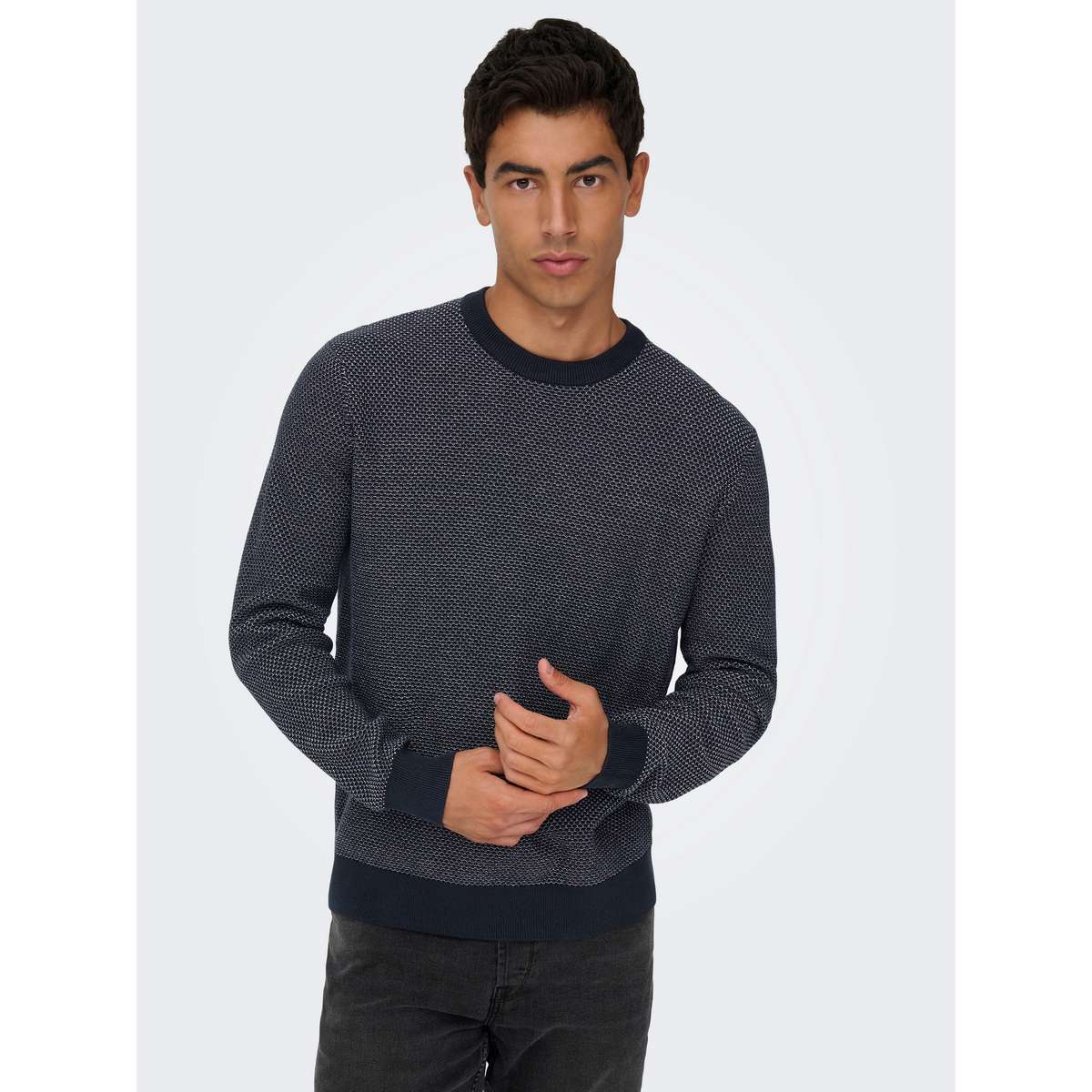 ONLY & SONS MORGAN MEN΄S REFULAR FIT COTTON STRUCTURE CREW KNIT NAVY BLAZZER / BLUE