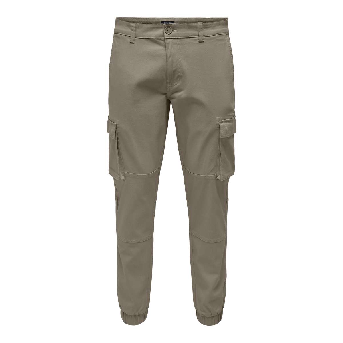 ONLY & SONS MEN΄S TAPERED FIT COTTON ELASTICATED HEMS TROUSERS 22016687 FALCON BROWN