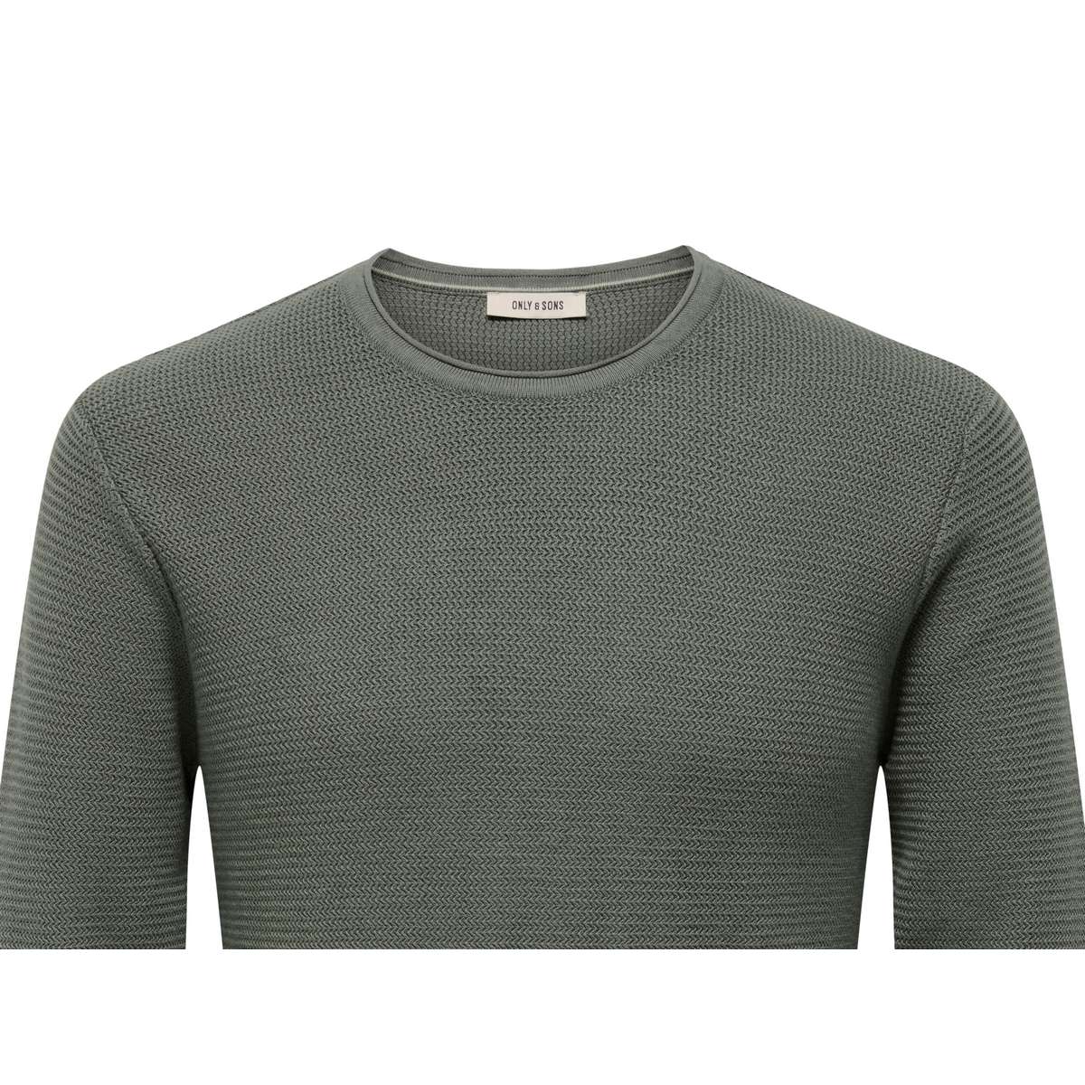 ONLY & SONS ERIC MEN΄S REGULAR FIT COTTON STRUCTURE CREW KNIT CASTOR GREY