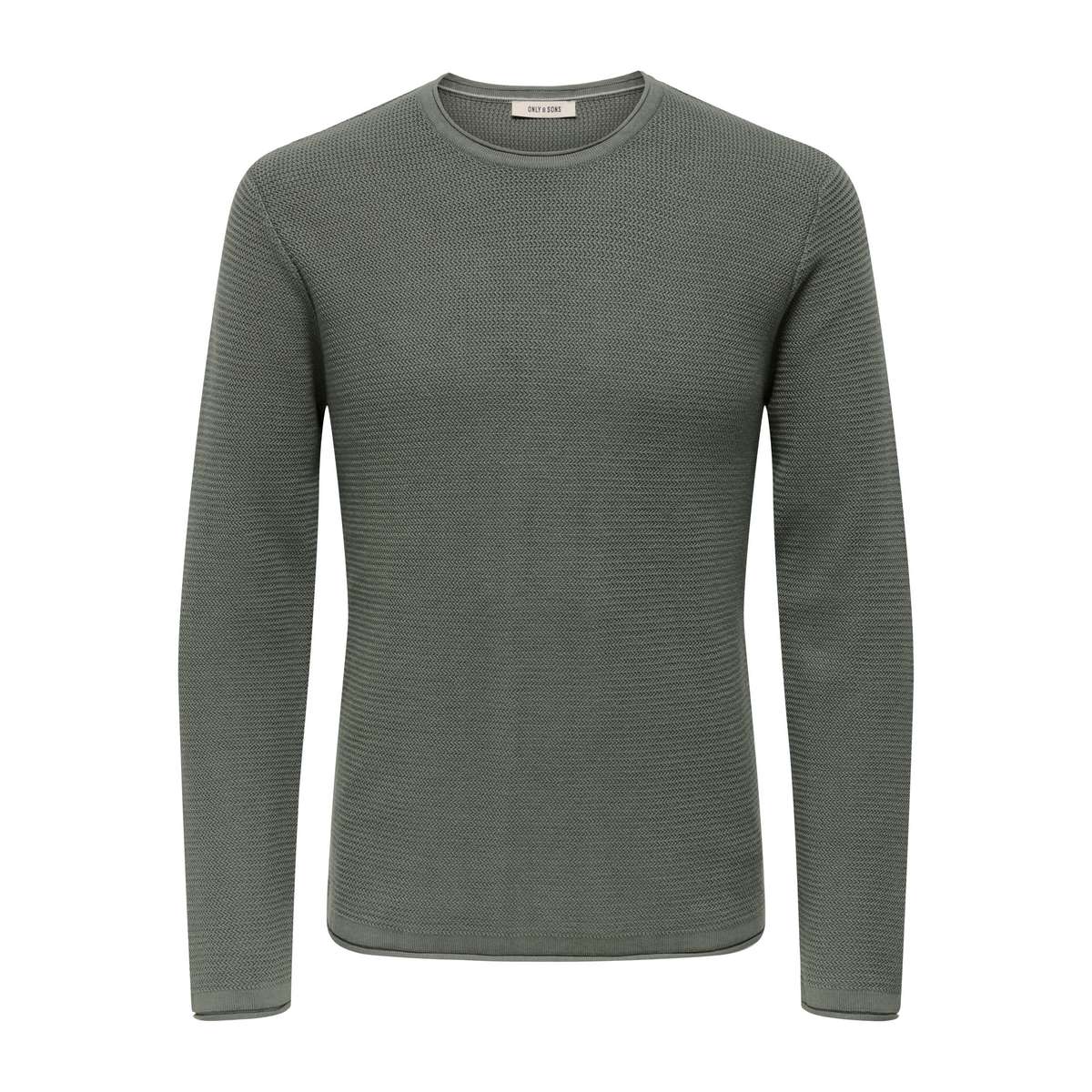 ONLY & SONS ERIC MEN΄S REGULAR FIT COTTON STRUCTURE CREW KNIT CASTOR GREY