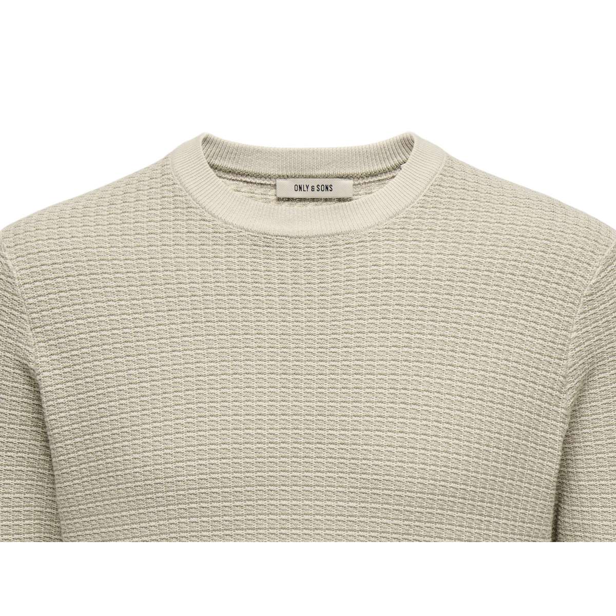 ONLY & SONS MEN΄S REGULAR FIT COTTON MIGUEL STRUCTURE CREW KNIT SILVER LINING