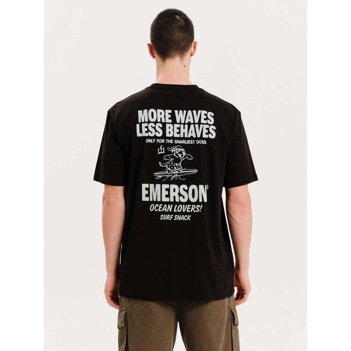 EMERSON ΄΄MORE WAVES LESS BEHAVES΄΄ MEN’S SHORT SLEEVE T-SHIRT 251.EM33.29 BLACK