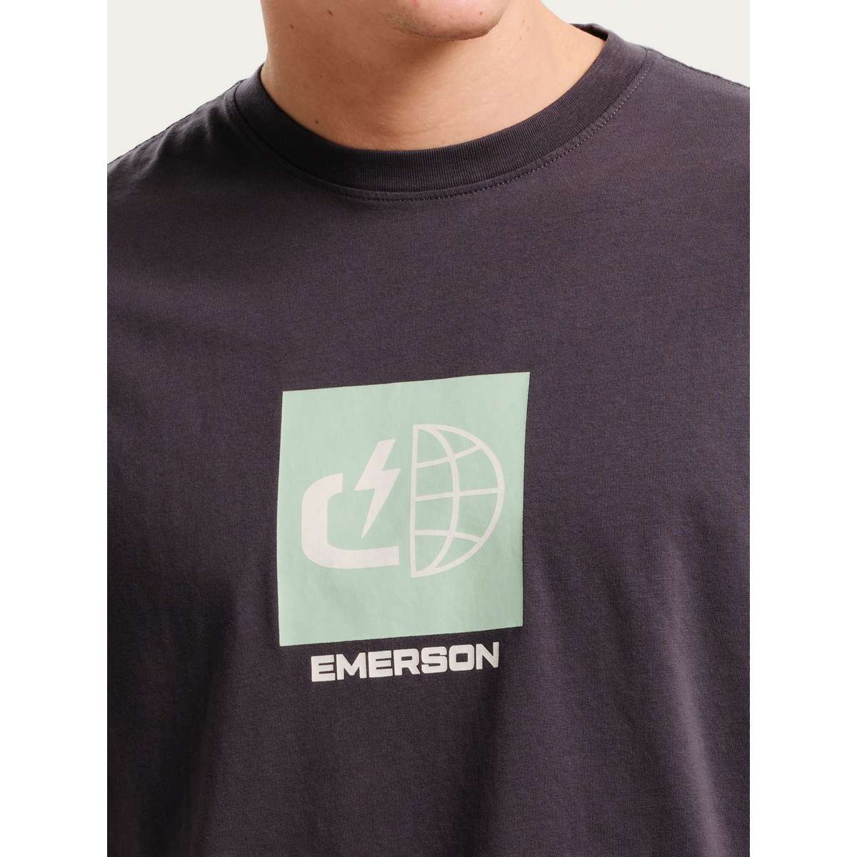 EMERSON LOGO MEN’S REGULAR FIT COTTON SHORT SLEEVE T-SHIRT 251.EM33.39 STONE BLUE