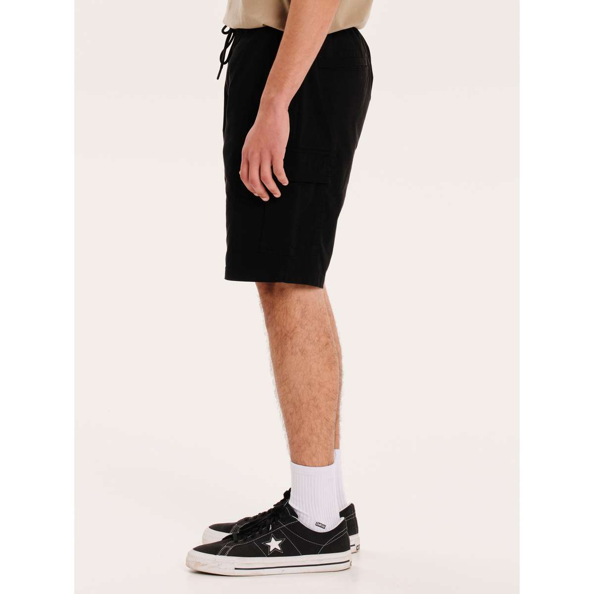 EMERSON MEN’S REGULAR FIT COTTON FULL ELASTICATED CLASSIC CARGO SHORTS  251.EM47.17 BLACK