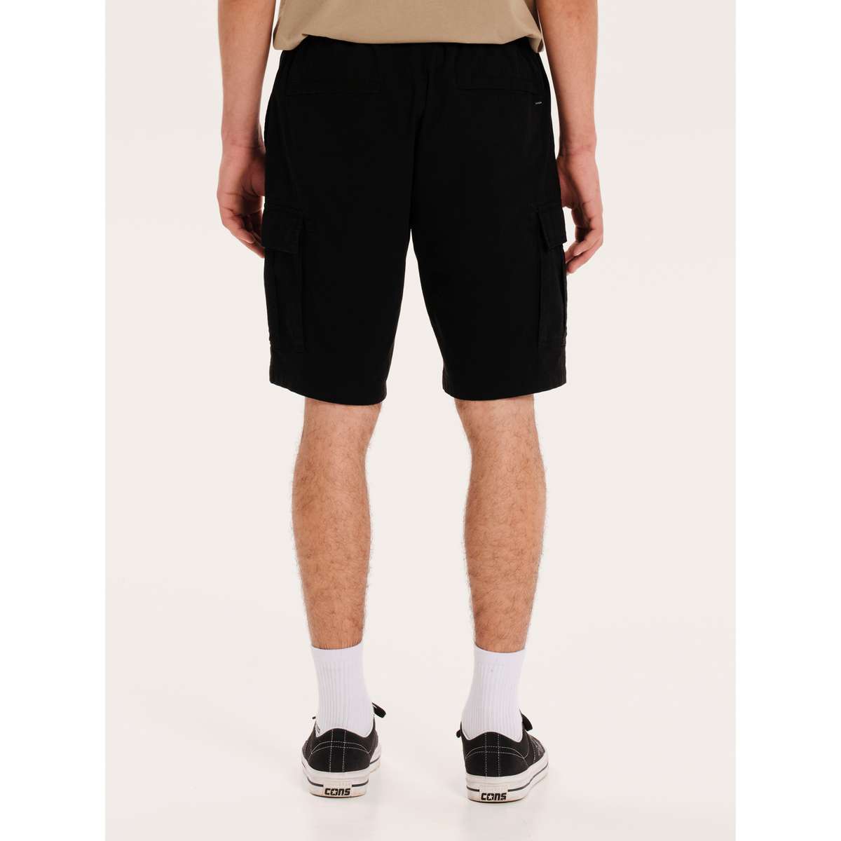 EMERSON MEN’S REGULAR FIT COTTON FULL ELASTICATED CLASSIC CARGO SHORTS  251.EM47.17 BLACK