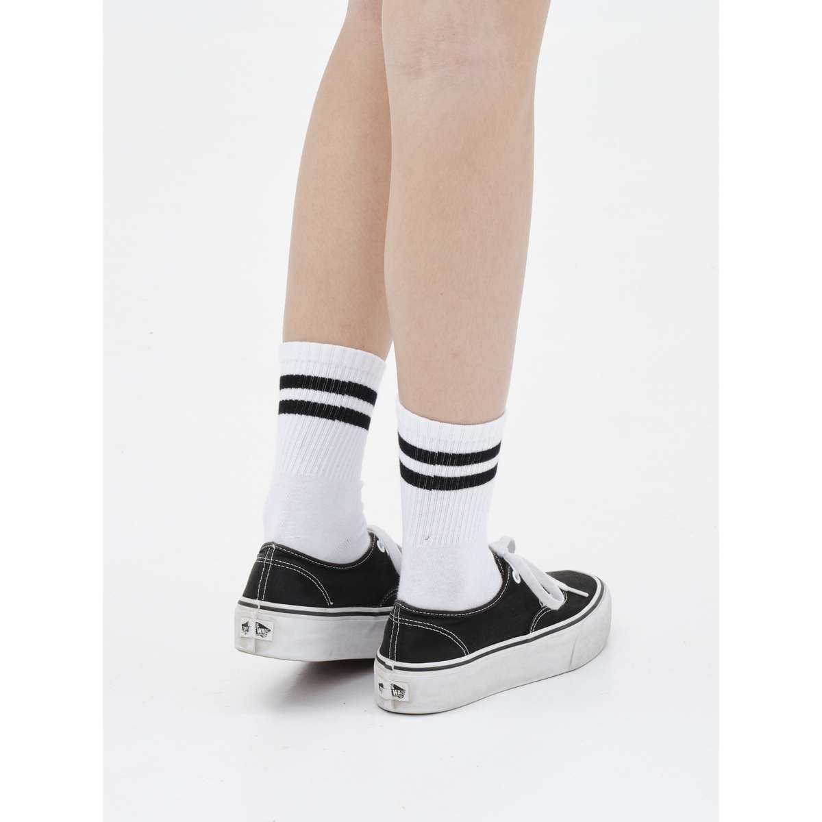 EMERSON DOUBLE-STRIPE ΚΑΛΤΣΕΣ ΜΕΣΑΙΟΥ ΥΨΟΥΣ 1-PACK 212.EU08.34 WHITE/BLACK - Λευκό - 35-38