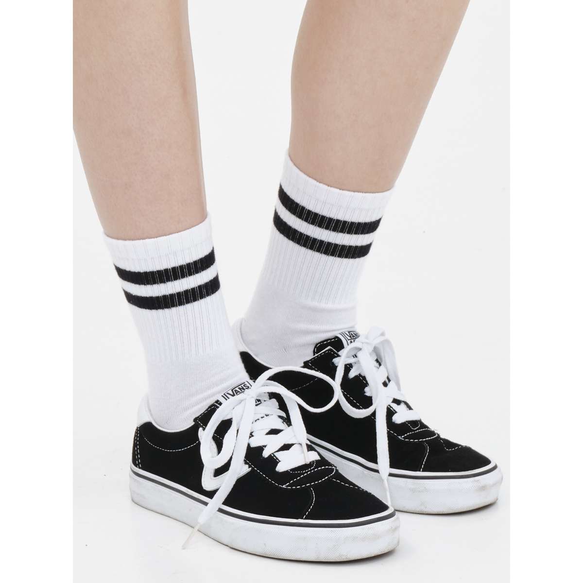 EMERSON DOUBLE-STRIPE ΚΑΛΤΣΕΣ ΜΕΣΑΙΟΥ ΥΨΟΥΣ 1-PACK 212.EU08.34 WHITE/BLACK - Λευκό - 35-38