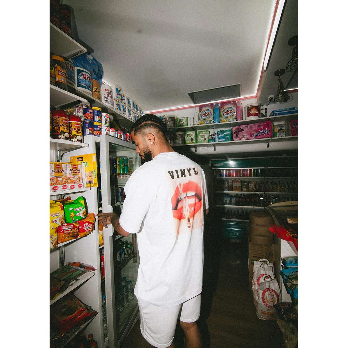 VINYL ART CLOTHING MEN΄S OVERSIZE FIT COTTON SIZZLE LIPS T-SHIRT 75930-02 WHITE