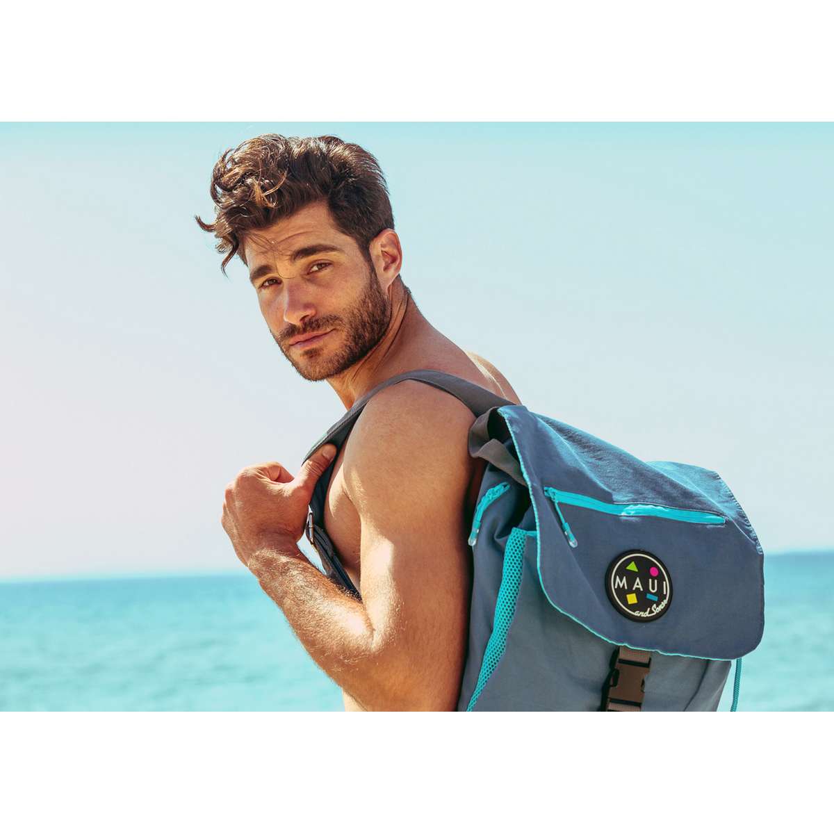 Maui & Sons Υφασμάτινη Τσάντα Θαλάσσης Πλάτης Αδιάβροχη Μπλε 2700