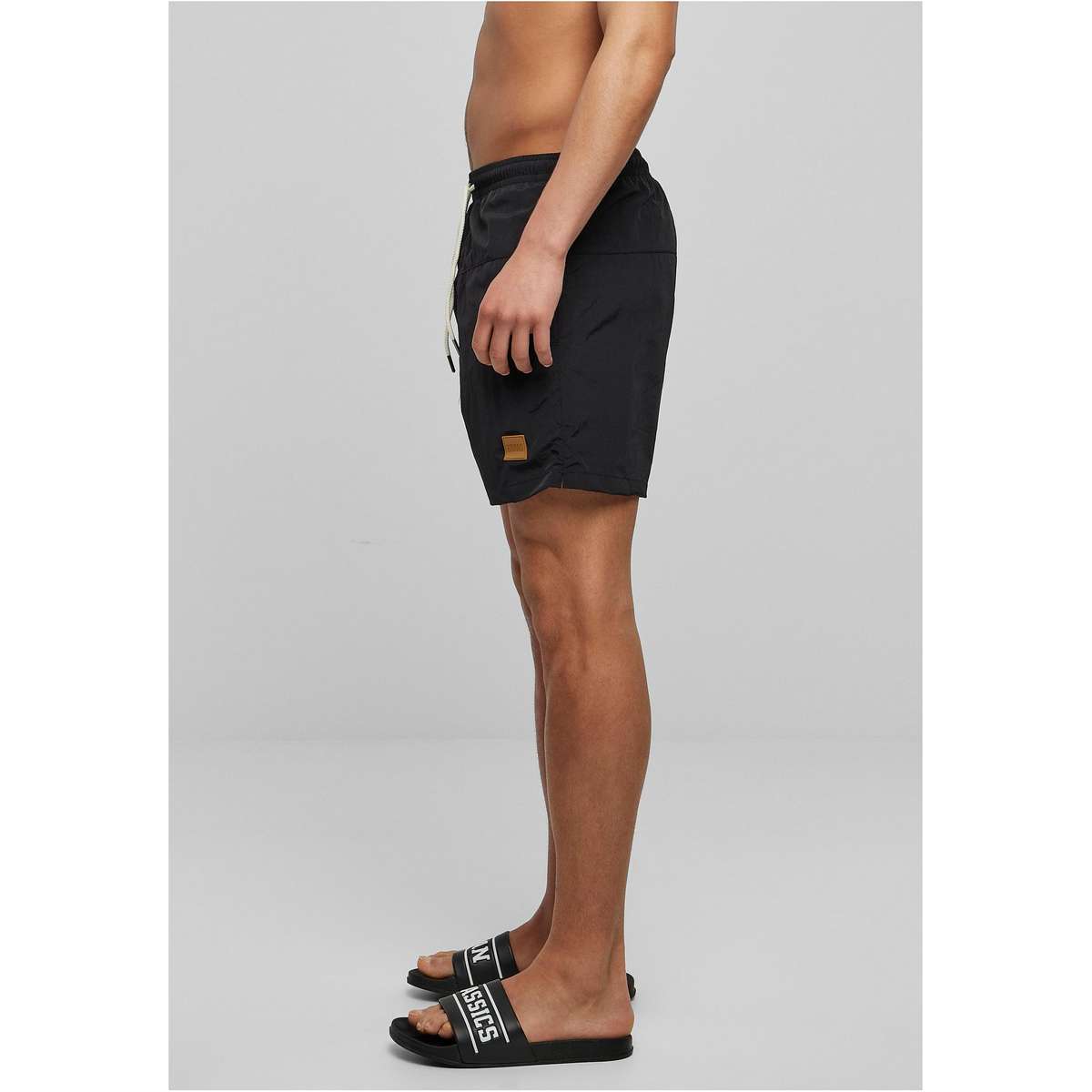 URBAN CLASSICS MEN΄S REGULAR FIT POLYESTER BLOCK SWIM SHORTS TB1026 BLACK / BLACK