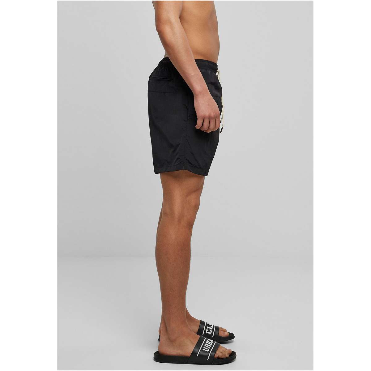 URBAN CLASSICS MEN΄S REGULAR FIT POLYESTER BLOCK SWIM SHORTS TB1026 BLACK / BLACK