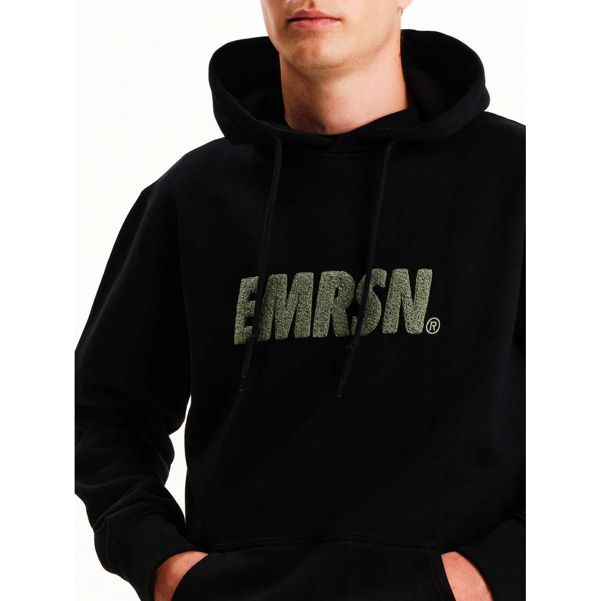 EMERSON MEN’S REGULAR FIT COTTON LOGO PULLOVER HOODIE 252.EM20.11-BLACK - Μαύρο - 3XL