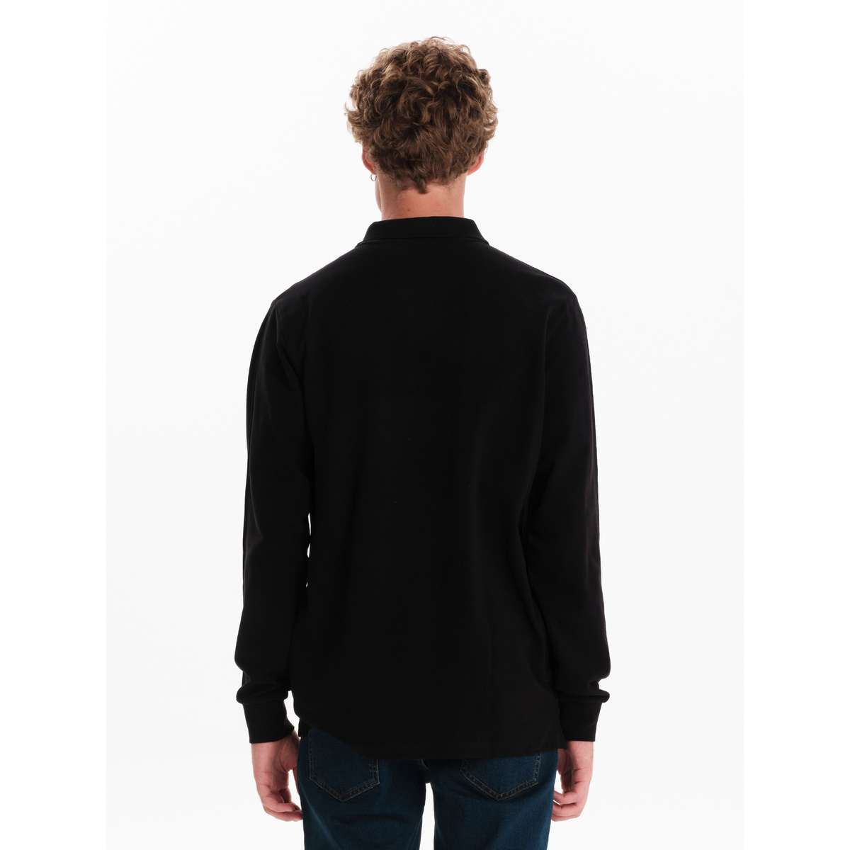 EMERSON MEN’S REGULAR FIT COTTON LONG SLEEVE POLO PIQUET 252.EM35.01A-BLACK