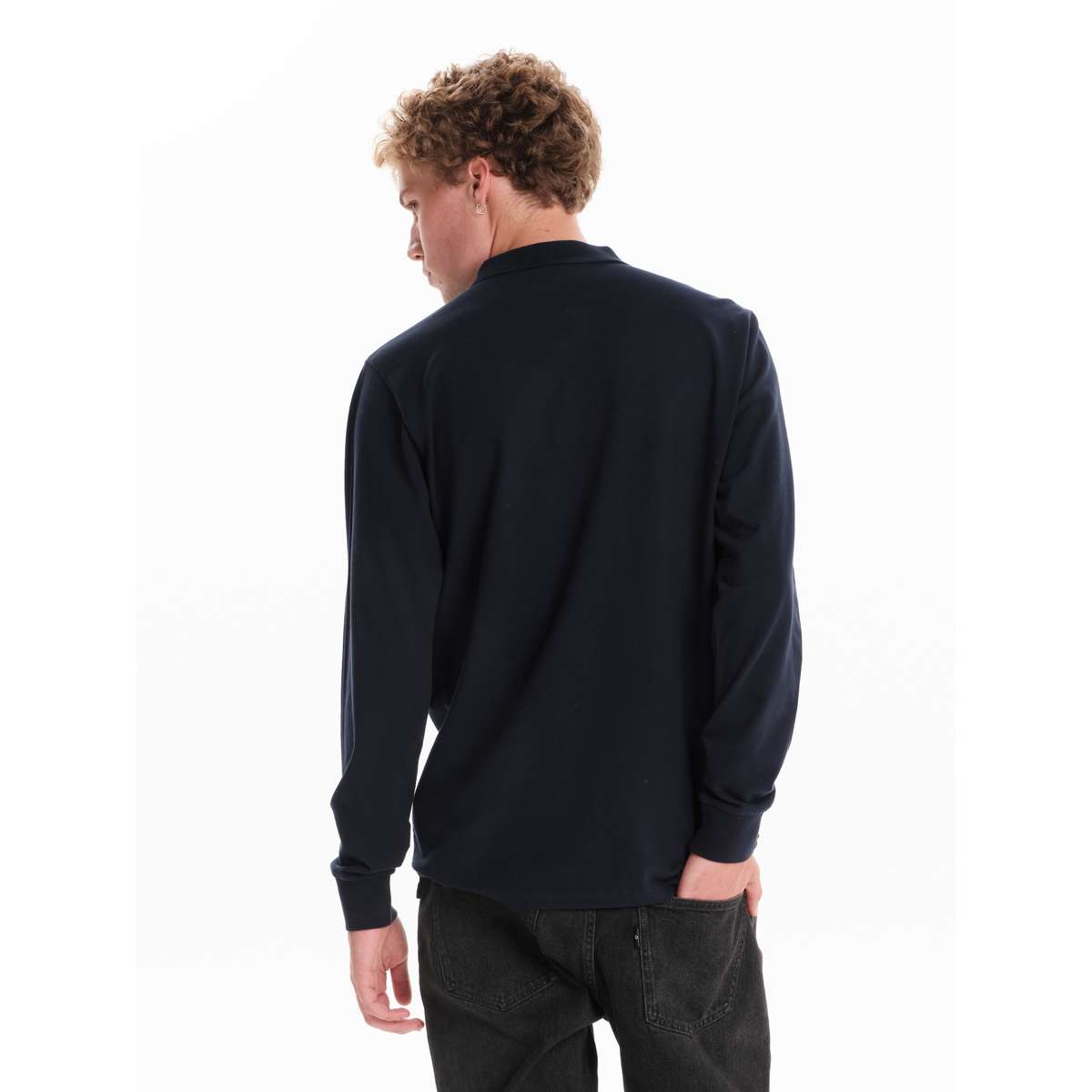 EMERSON MEN’S REGULAR FIT COTTON LONG SLEEVE POLO PIQUET 252.EM35.01A-NAVY-BLUE