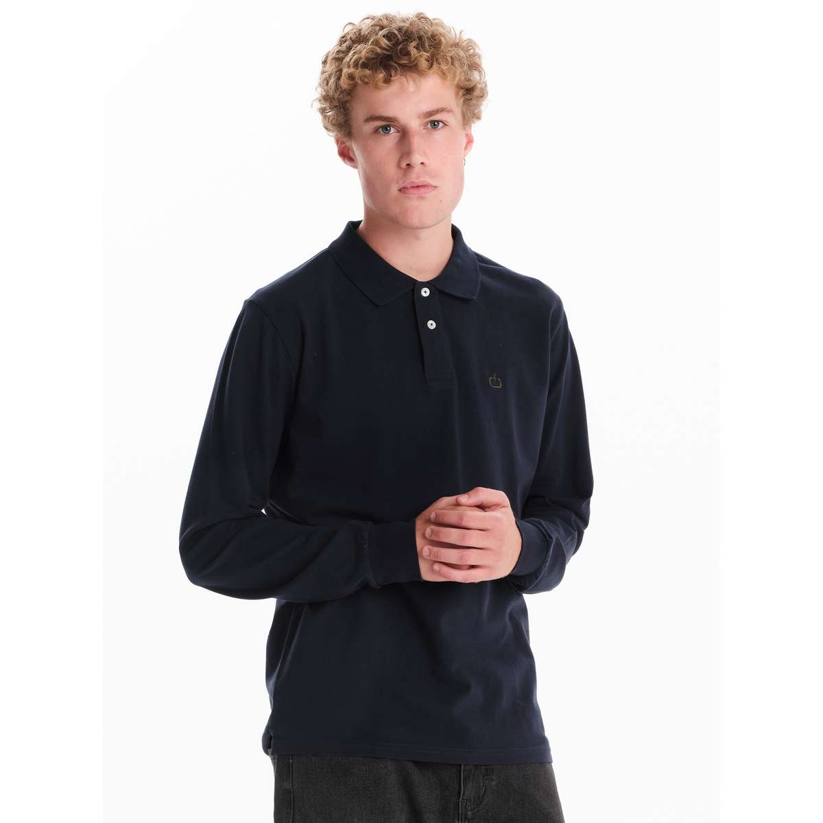 EMERSON MEN’S REGULAR FIT COTTON LONG SLEEVE POLO PIQUET 252.EM35.01A-NAVY-BLUE