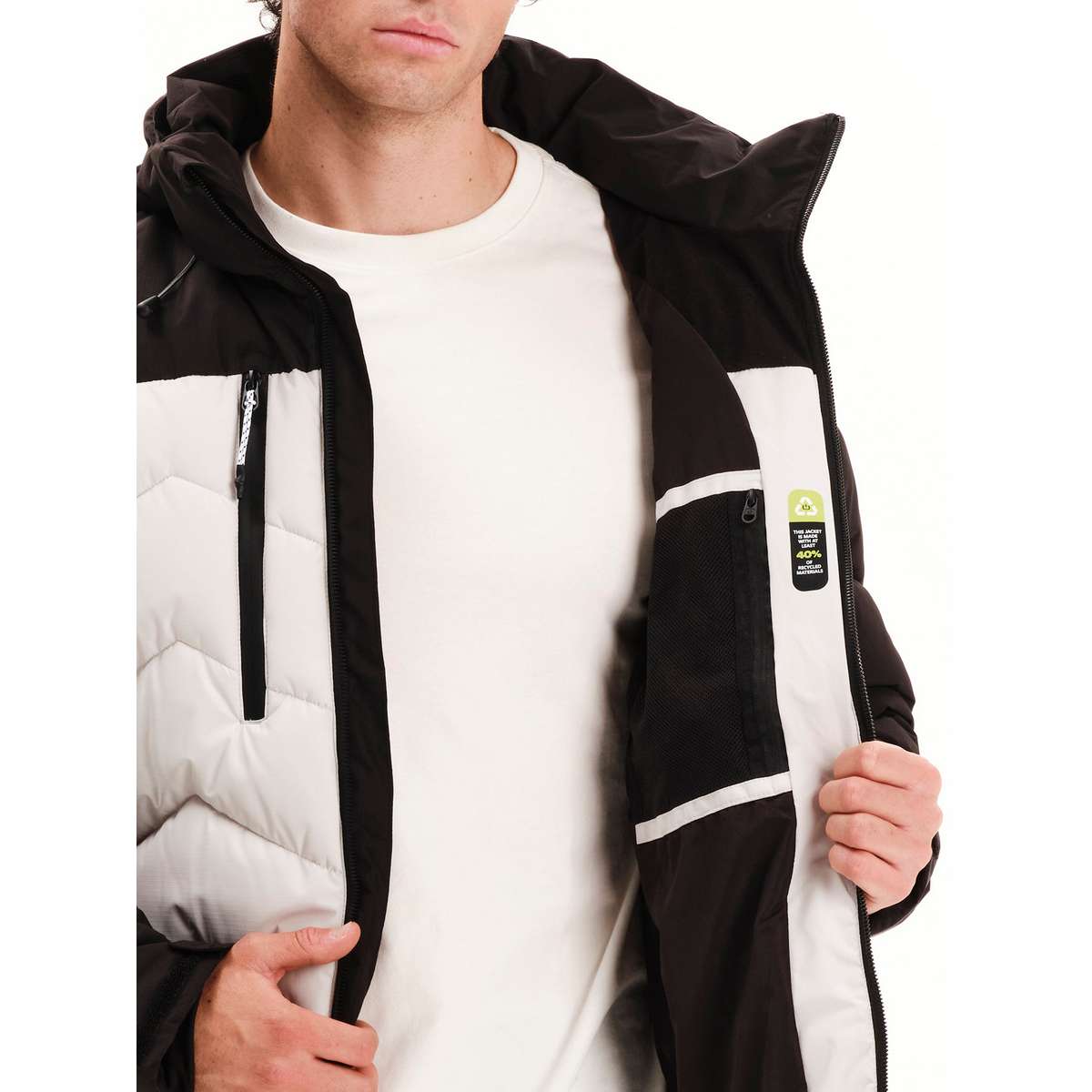 EMERSON MEN’S REGULAR FIT POLYESTER PUFFER JACKET CLAY GREY/BLACK