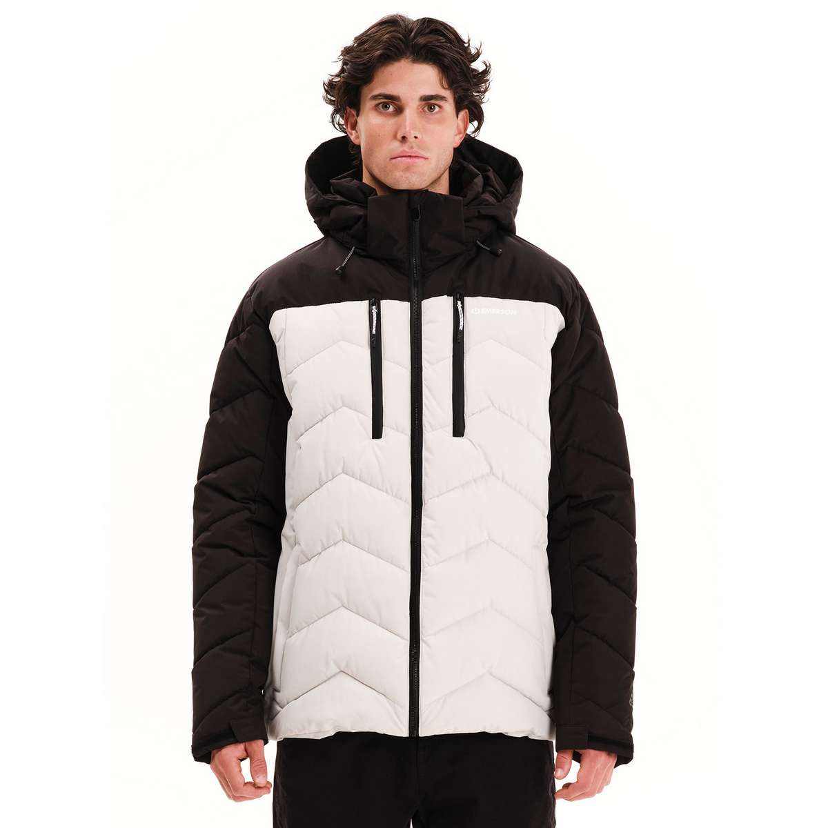 EMERSON MEN’S REGULAR FIT POLYESTER PUFFER JACKET CLAY GREY/BLACK