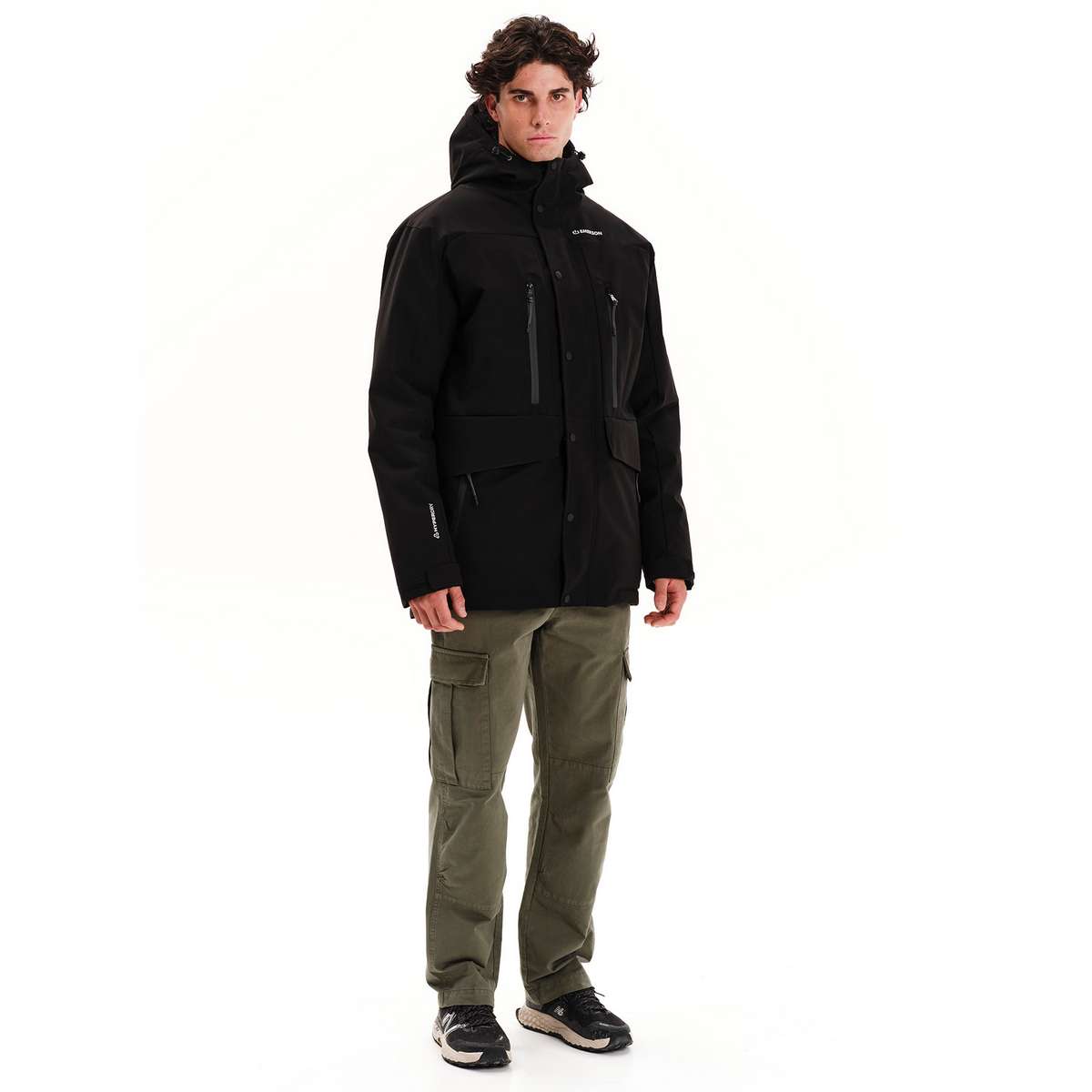 EMERSON MEN’S REGULAR FIT POLYESTER HOODED PARKA JACKET 252.EM10.29 BLACK