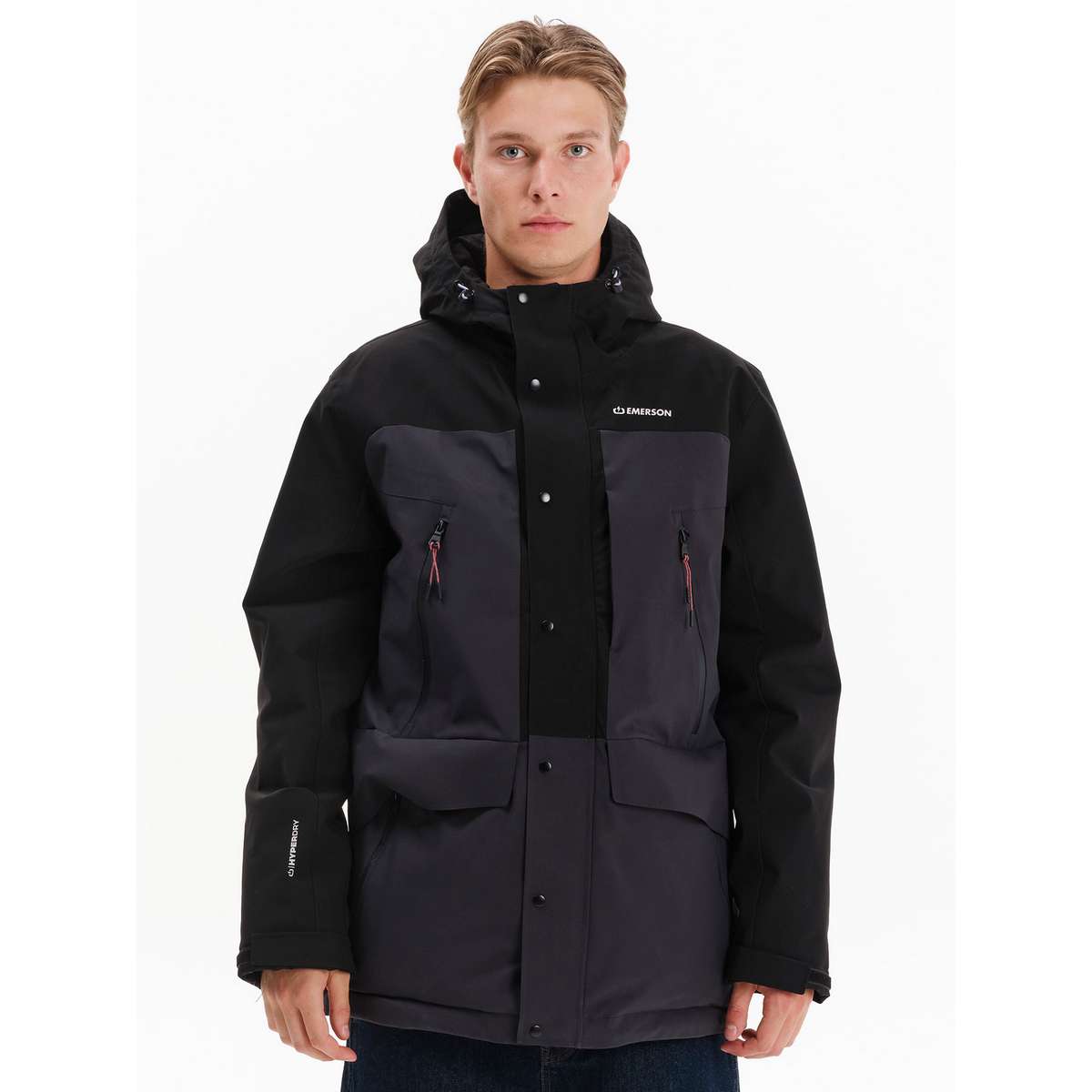 EMERSON MEN’S REGULAR FIT POLYESTER HOODED PARKA JACKET 252.EM10.29 EBONY/BLACK
