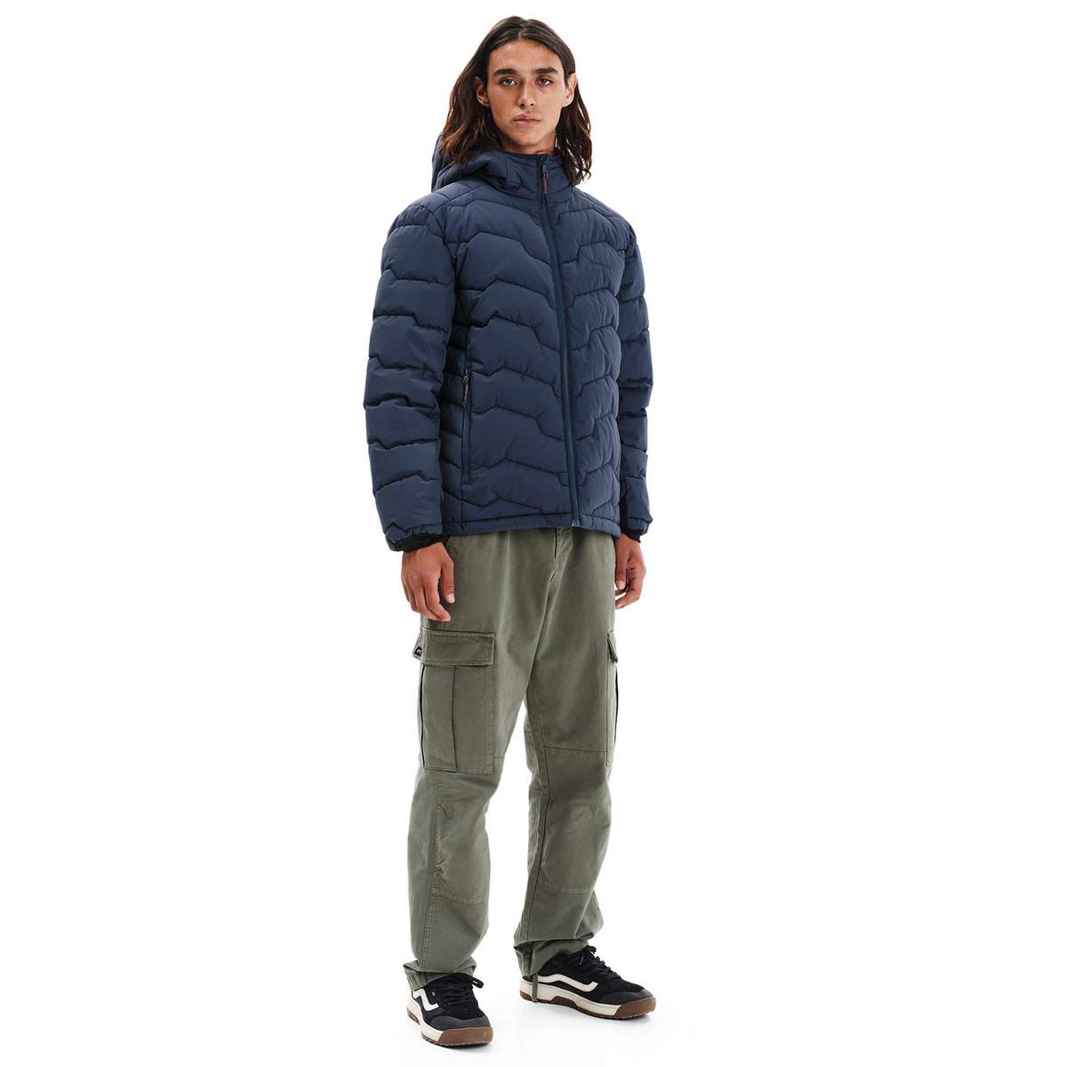 EMERSON MEN’S REGULAR FIT POLYESTER HOODED PUFFER JACKET 252.EM10.56 D.BLUE