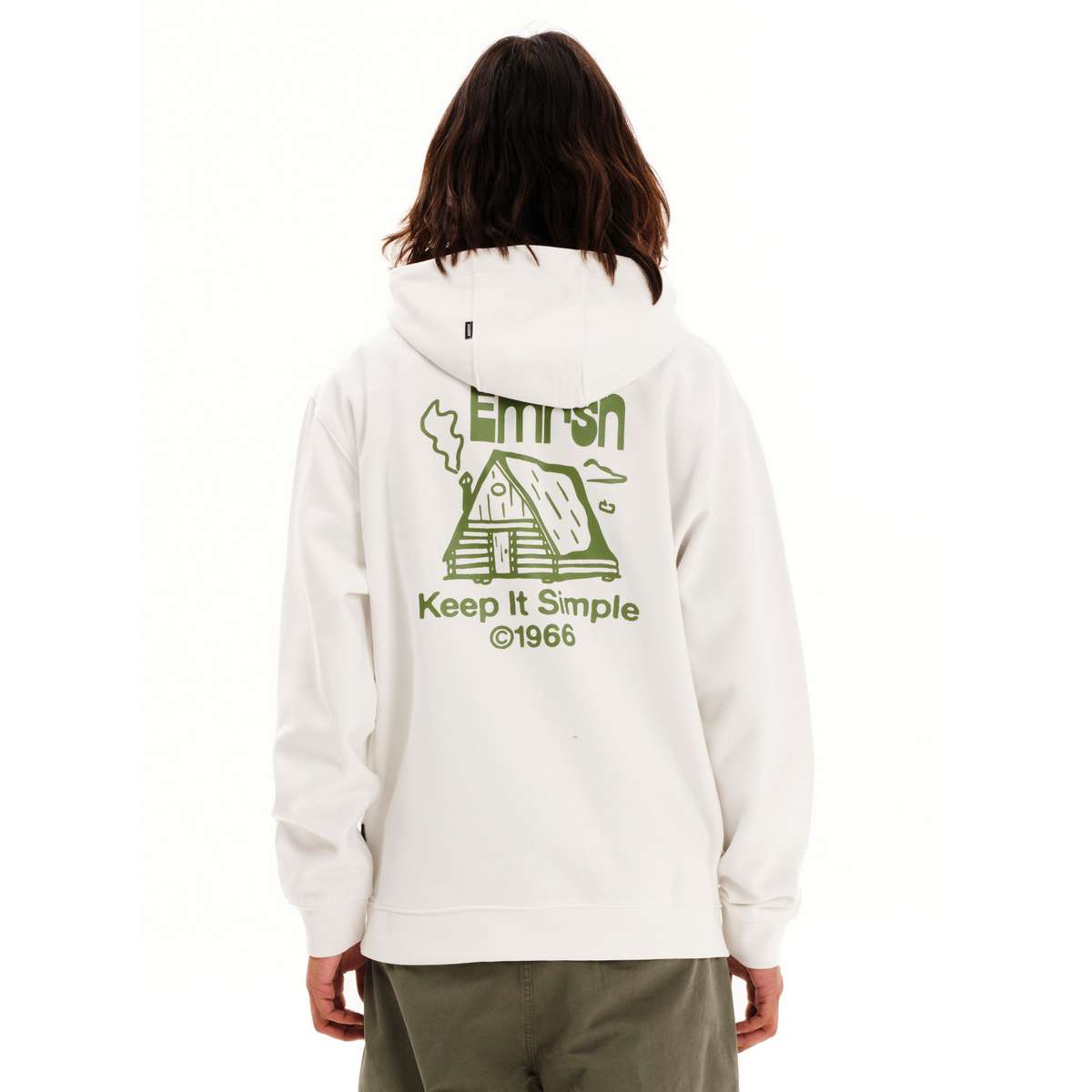 EMERSON MEN’S LOOSE FIT COTTON PULLOVER HOODIE ΄΄EMRSN΄΄ CABIN 252.EM20.13 OFF WHITE