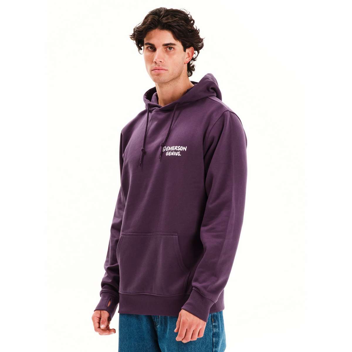 EMERSON MEN’S REGULAR FIT COTTON PULLOVER HOODIE ΄΄EMERSON GENIUS.΄΄ 252.EM20.21 GRAPE PURPLE