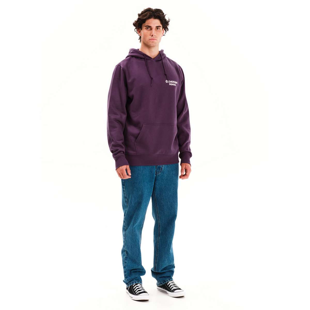 EMERSON MEN’S REGULAR FIT COTTON PULLOVER HOODIE ΄΄EMERSON GENIUS.΄΄ 252.EM20.21 GRAPE PURPLE