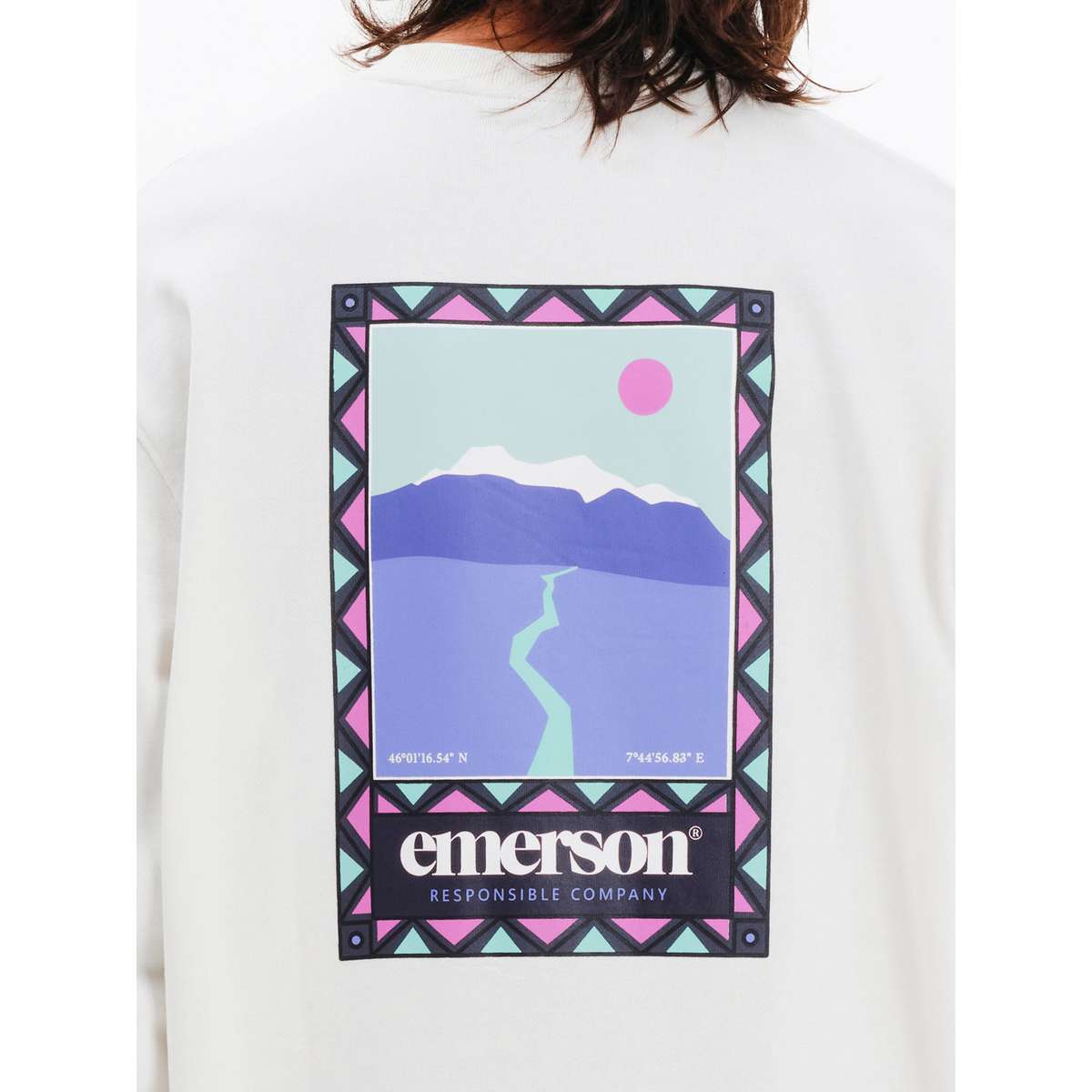 EMERSON MEN’S REGULAR FIT COTTON LANDSCAPE CLASSIC CREW NECK 252.EM20.32 OFF WHITE - Λευκό - XXL