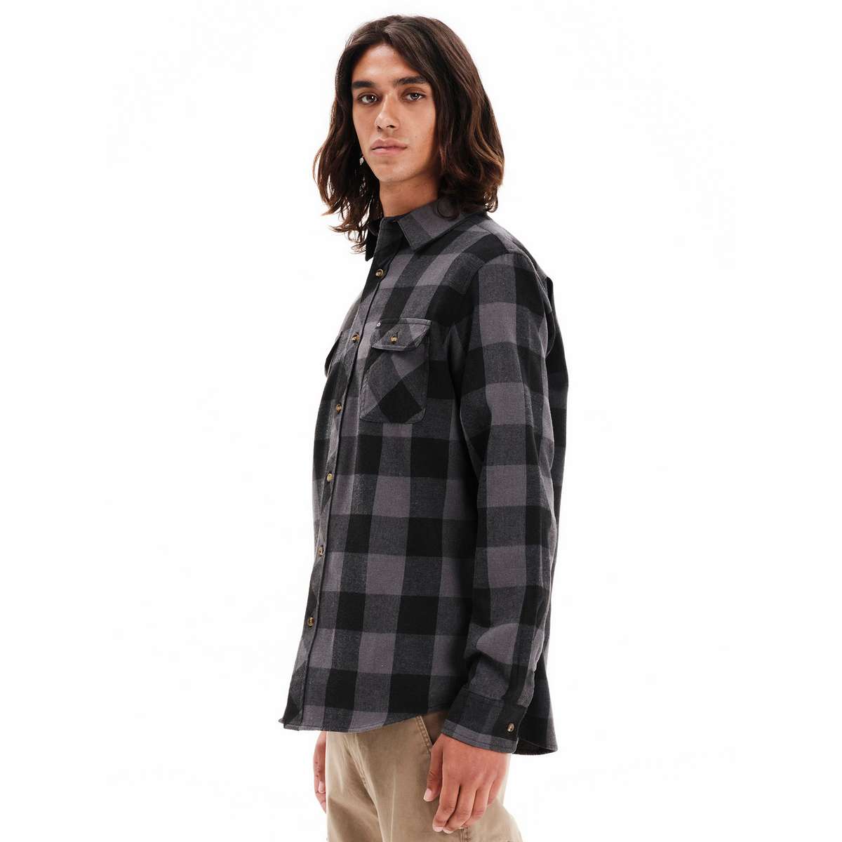 EMERSON MEN’S REGULAR FIT COTTON CLASSIC BUTTON DOWN SHIRT 252.EM60.80 D.GREY/BLACK