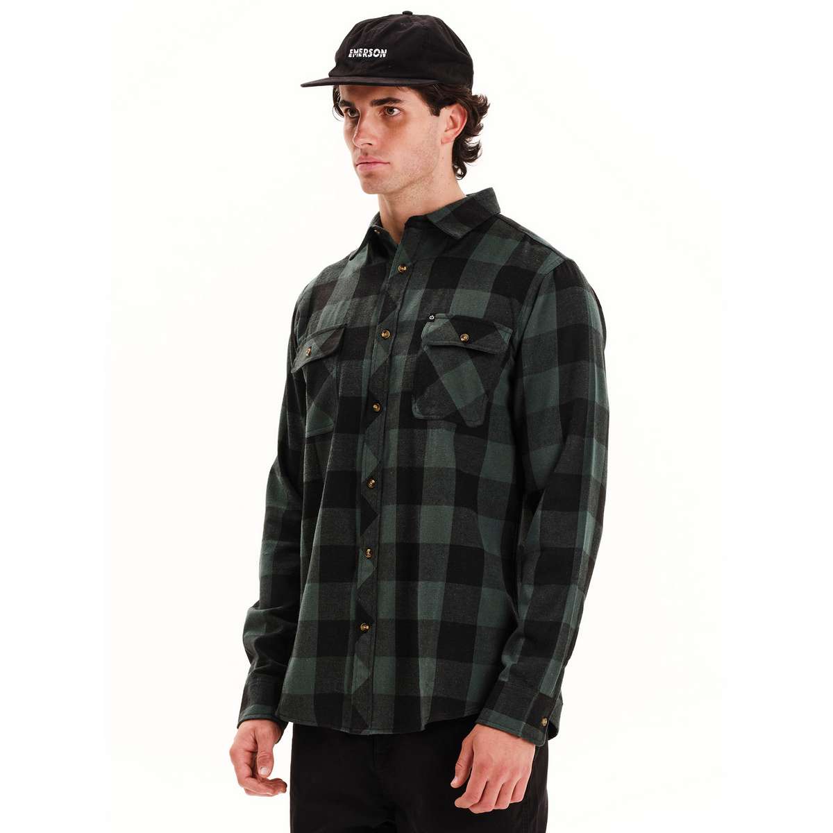 EMERSON MEN’S REGULAR FIT COTTON CLASSIC BUTTON DOWN SHIRT 252.EM60.80 PINE/BLACK