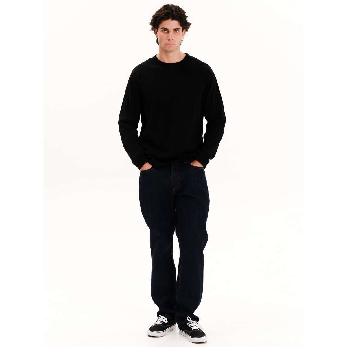 EMERSON MEN’S REGULAR FIT COTTON KNIT SWEATER 252.EM70.90 BLACK