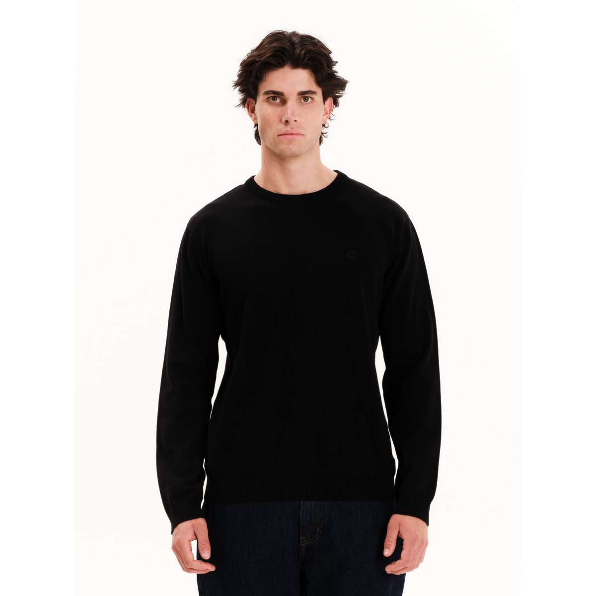 EMERSON MEN’S REGULAR FIT COTTON KNIT SWEATER 252.EM70.90 BLACK