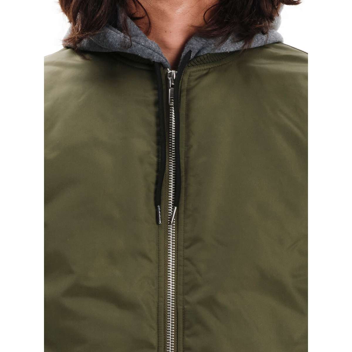 EMERSON MEN’S REGULAR FIT NYLON FLIGHT JACKET WITH DETACHABLE HOOD 252.EM10.59 OLIVE