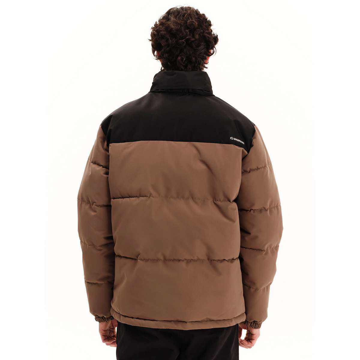 EMERSON MEN’S REGULAR FIT POLYESTER PUFFER JACKET WITH ROLL-IN HOOD 252.EM10.79 L.BROWN/BLACK