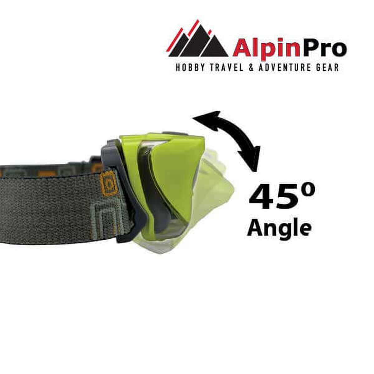 AlpinPro Headlamp LED IPX4 with Maximum Brightness 200lm Black CA-3178 