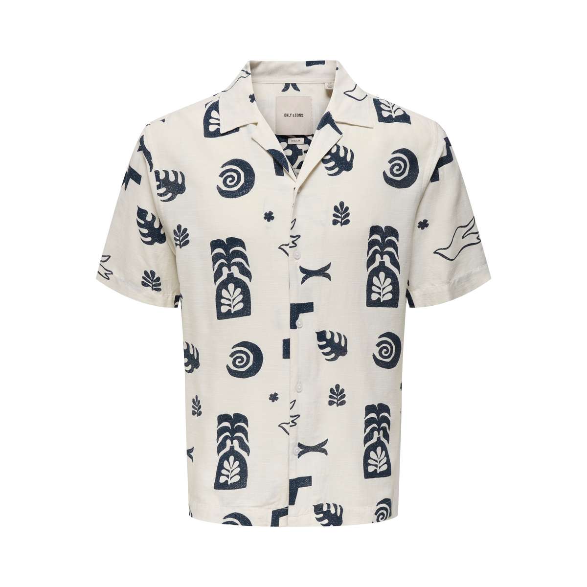 ONLY & SONS MENS RELAXED FIT VISCOSE HARVI RESORT SS SHIRT White