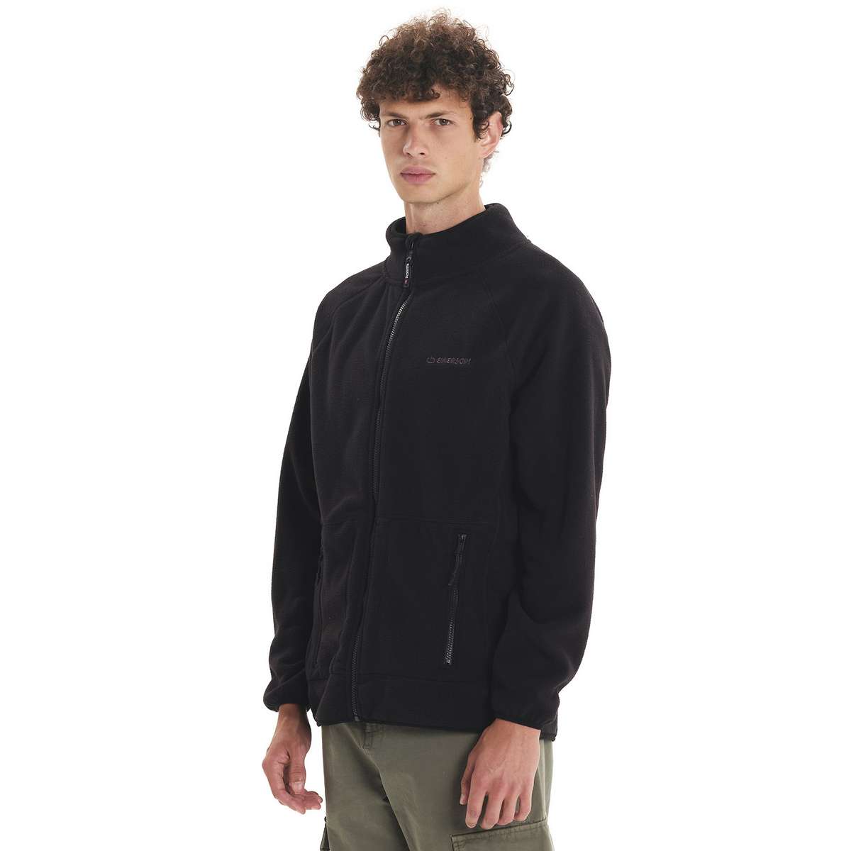 EMERSON MEN’S REGULAR FIT POLYESTER FULL ZIP FLEECE 252.EM29.19 BLACK