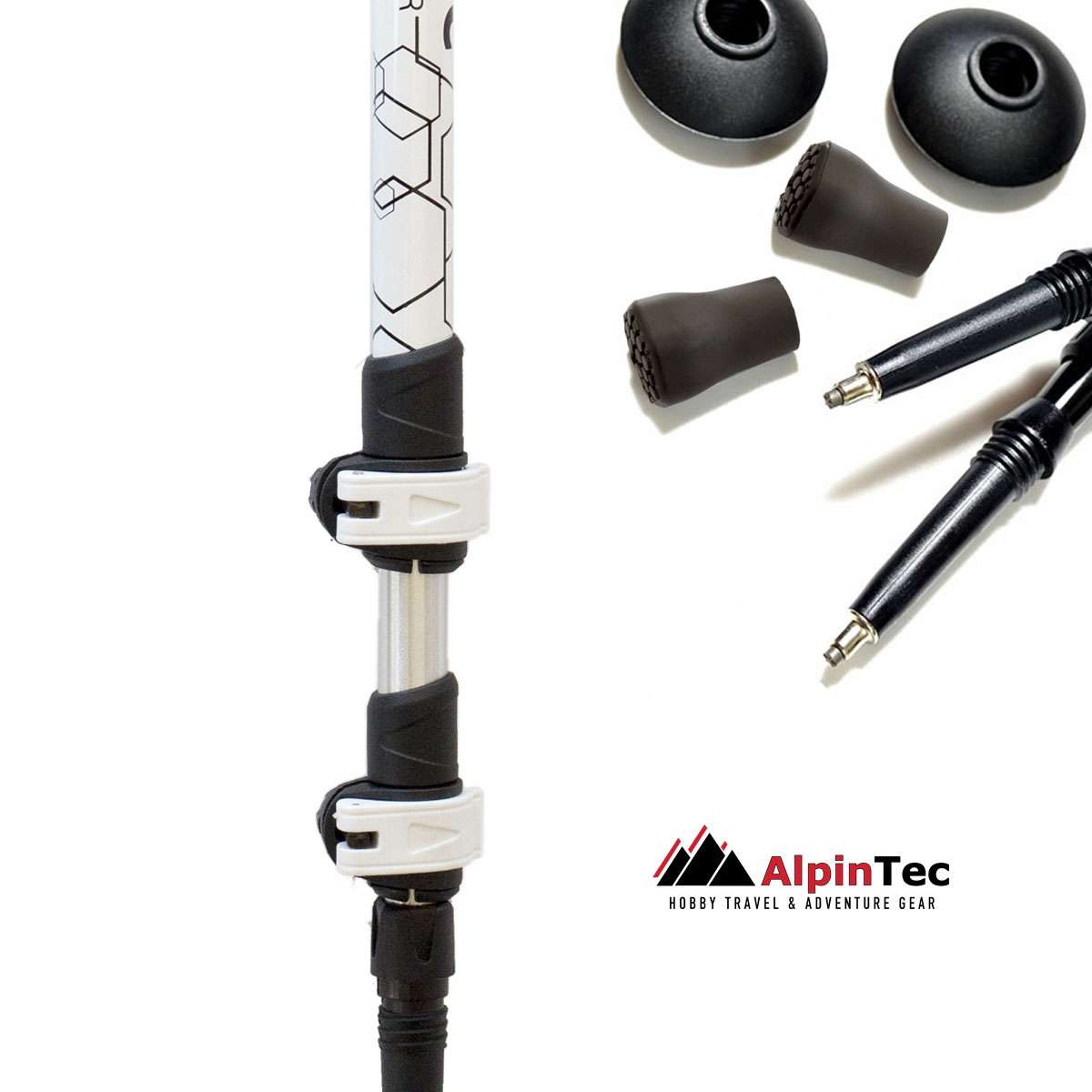 AlpinPro Pair of Telescopic Aluminum Fast Lock Trekking Poles Olympus White 240gr FA7N2W