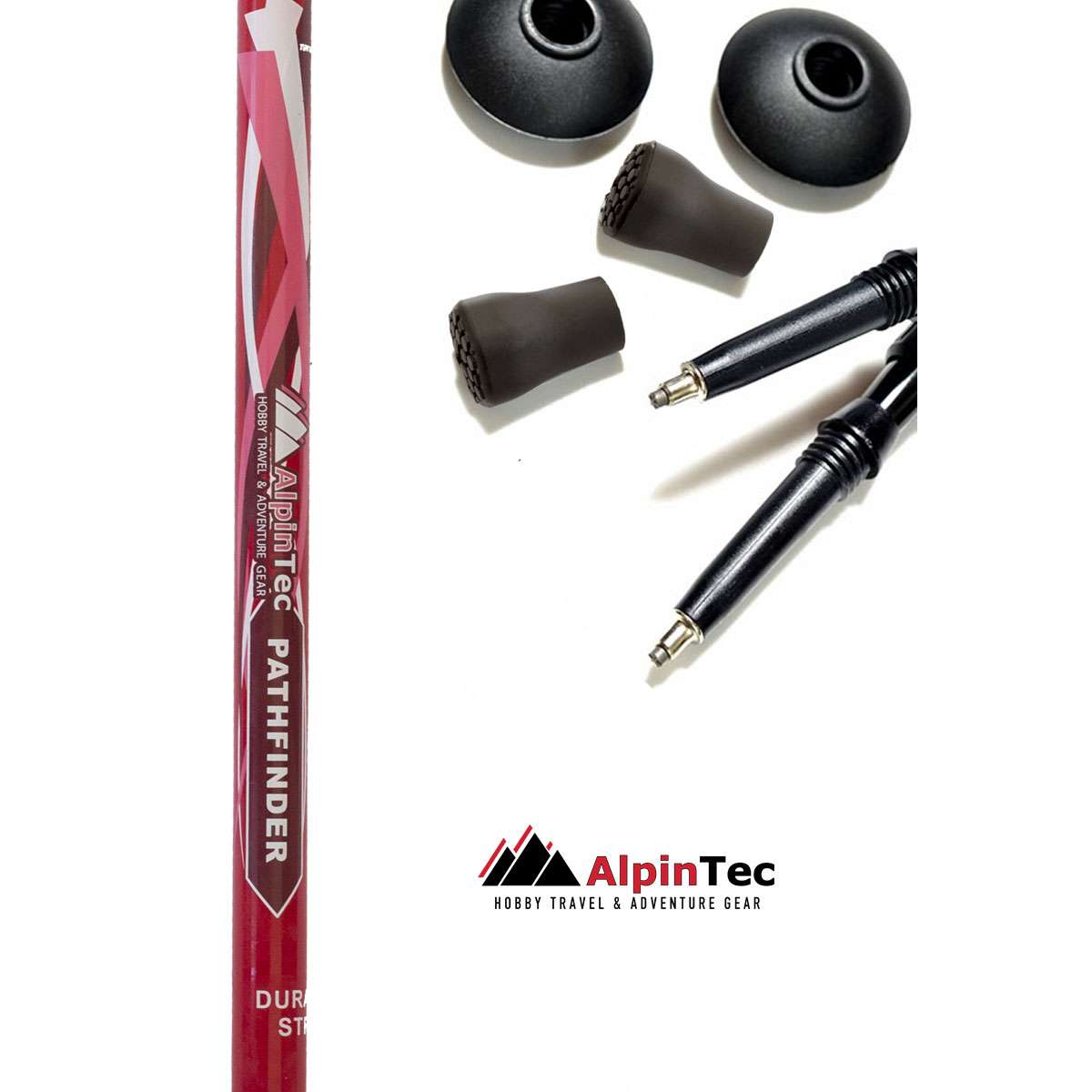 AlpinPro PATHFINDER Τηλεσκοπικά Μπατόν Ορειβασίας Αλουμινίου 2τμχ Κόκκινα FA6RD
