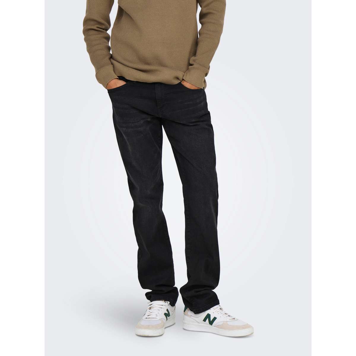 ONLY & SONS MENS WEFT REGULAR FIT COTTON DENIM BLACK 22028638-4416117