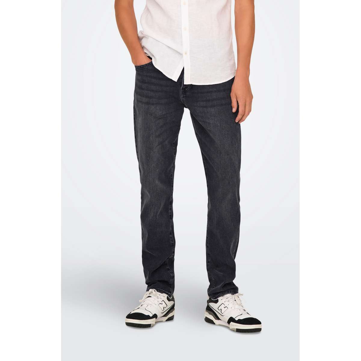 ONLY & SONS MENS YOKE TAPERED FIT COTTON WB BLACK 22027850