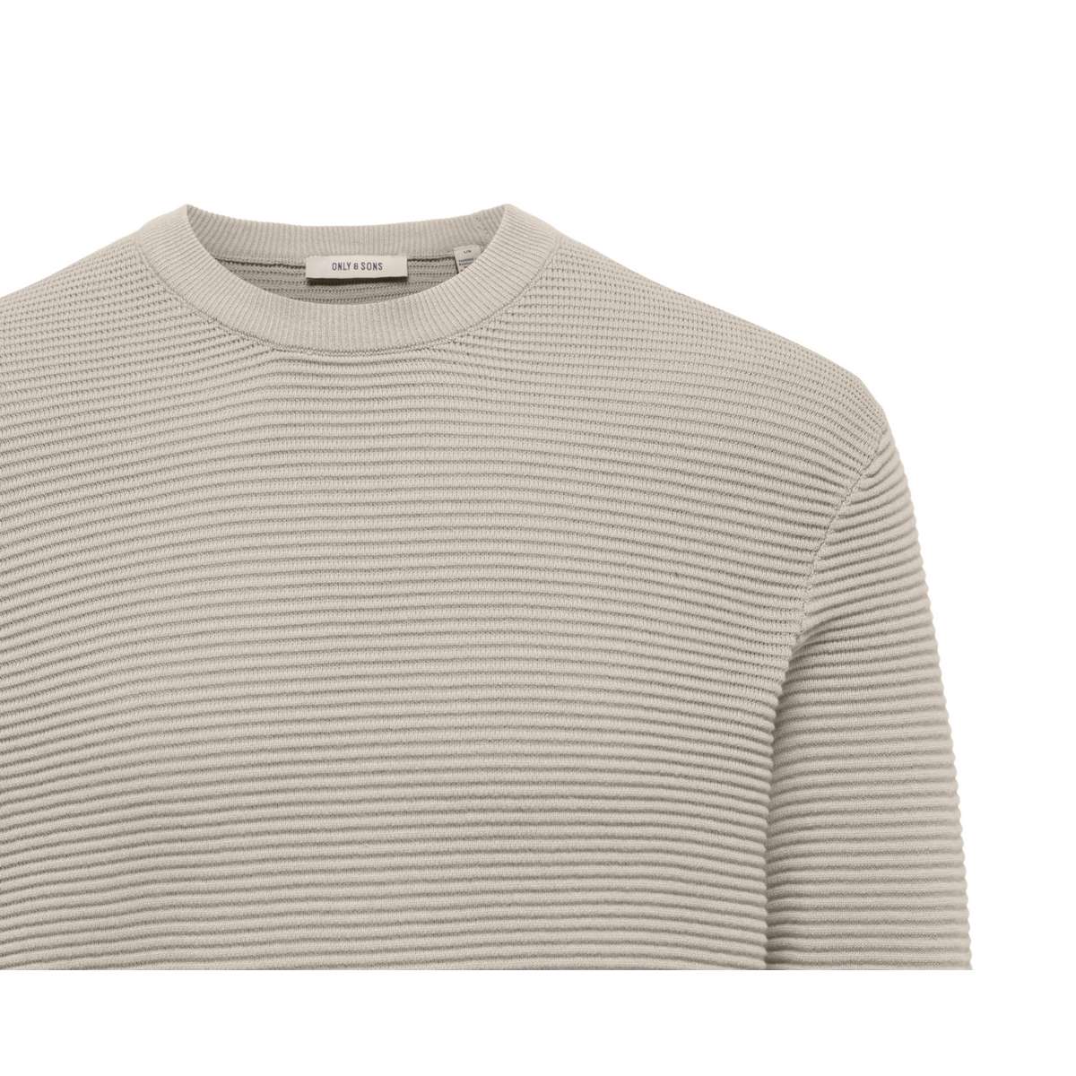 ONLY & SONS MENS REGULAR FIT COTTON RON LONGSLEEVE CREW NECK KNIT 22038724 Silver Lining