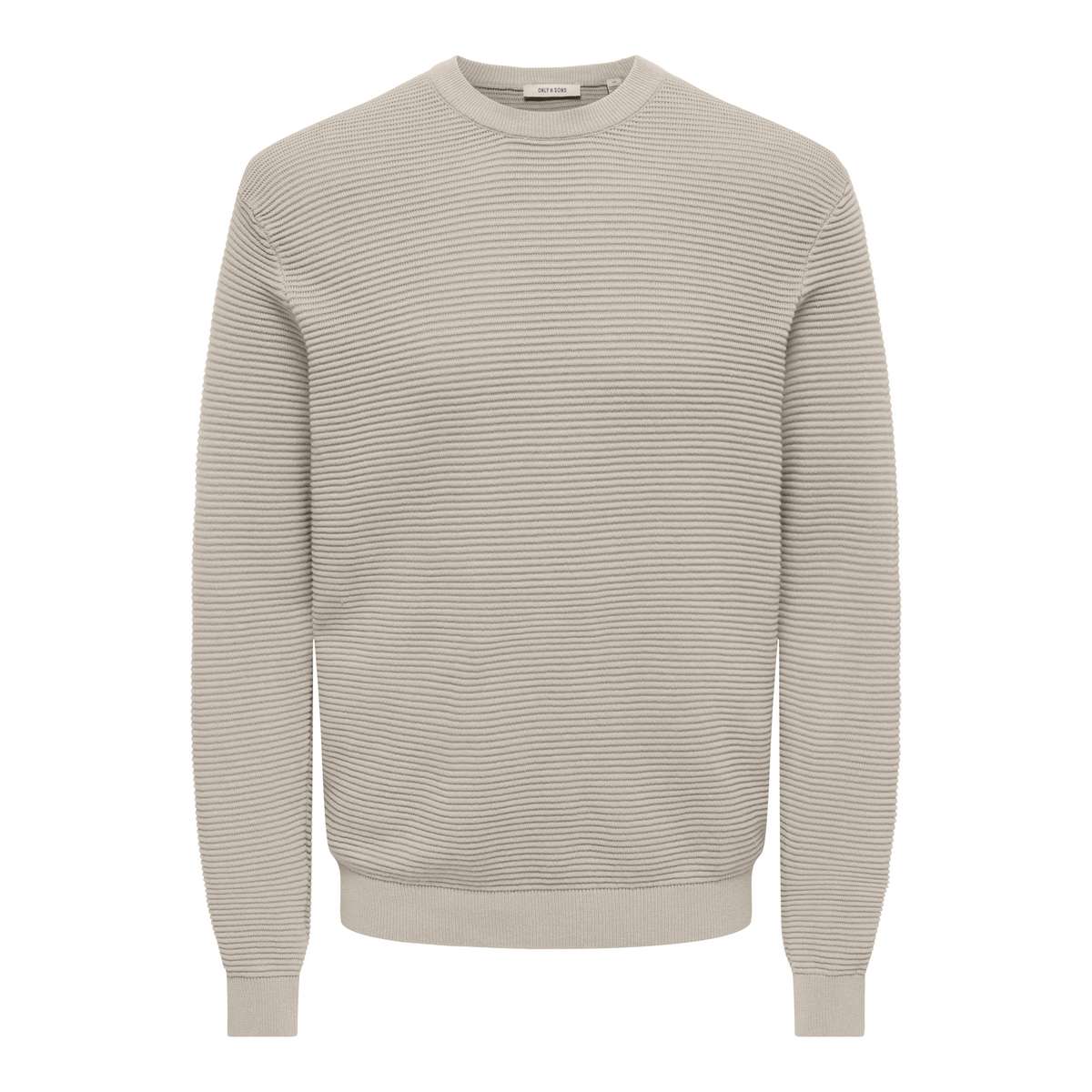ONLY & SONS MENS REGULAR FIT COTTON RON LONGSLEEVE CREW NECK KNIT 22038724 Silver Lining