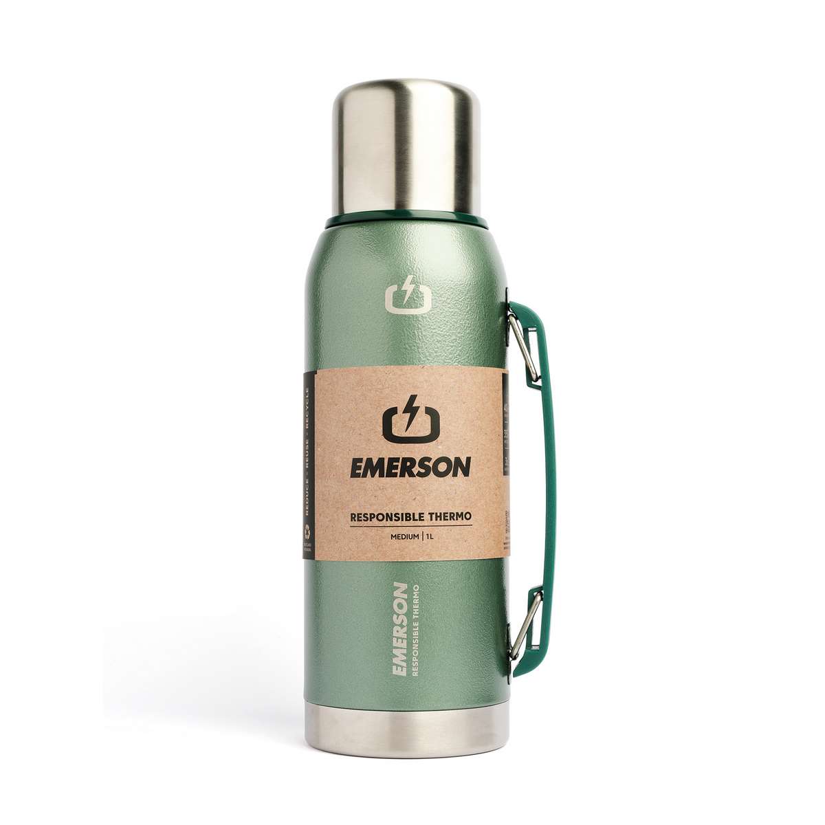 Emerson Ανακυκλώσιμο Μπουκάλι Θερμός Ανοξείδωτο BPA Free 1lt Πράσινο