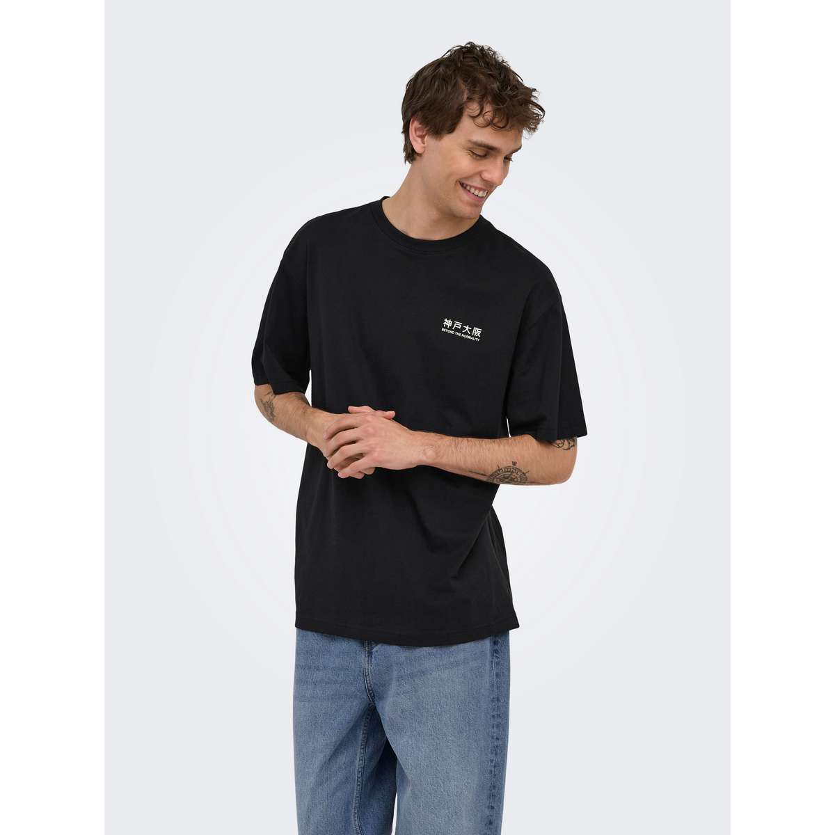 ONLY & SONS MEN΄S RELAXED FIT COTTON AXEL BONSAI TEE 22039583-5125689 Black KOBE-OSAKA