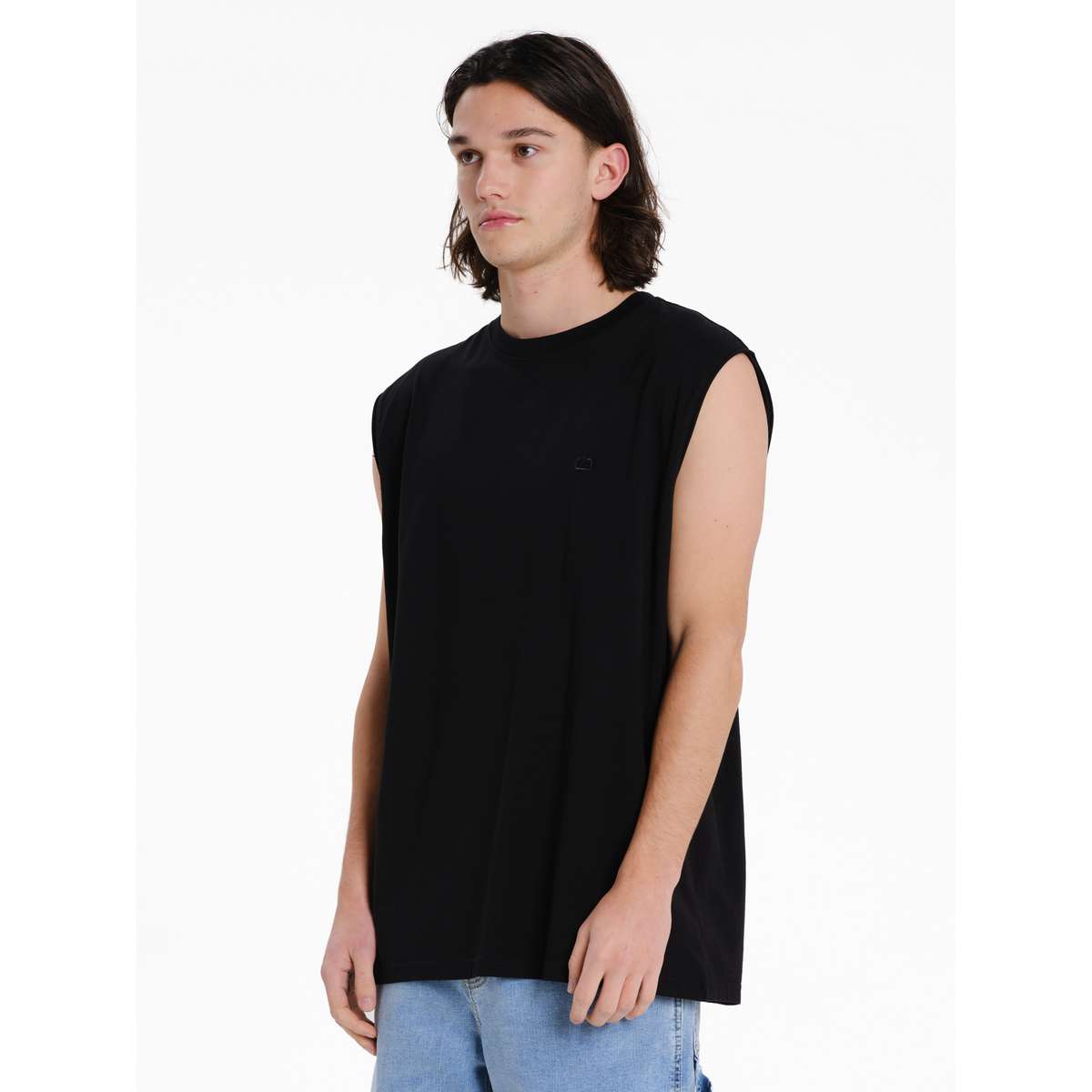 EMERSON LOGO EMBROIDERY MEN’S REGULAR FIT COTTON SLEEVELESS T-SHIRT 261.EM37.125-BLACK