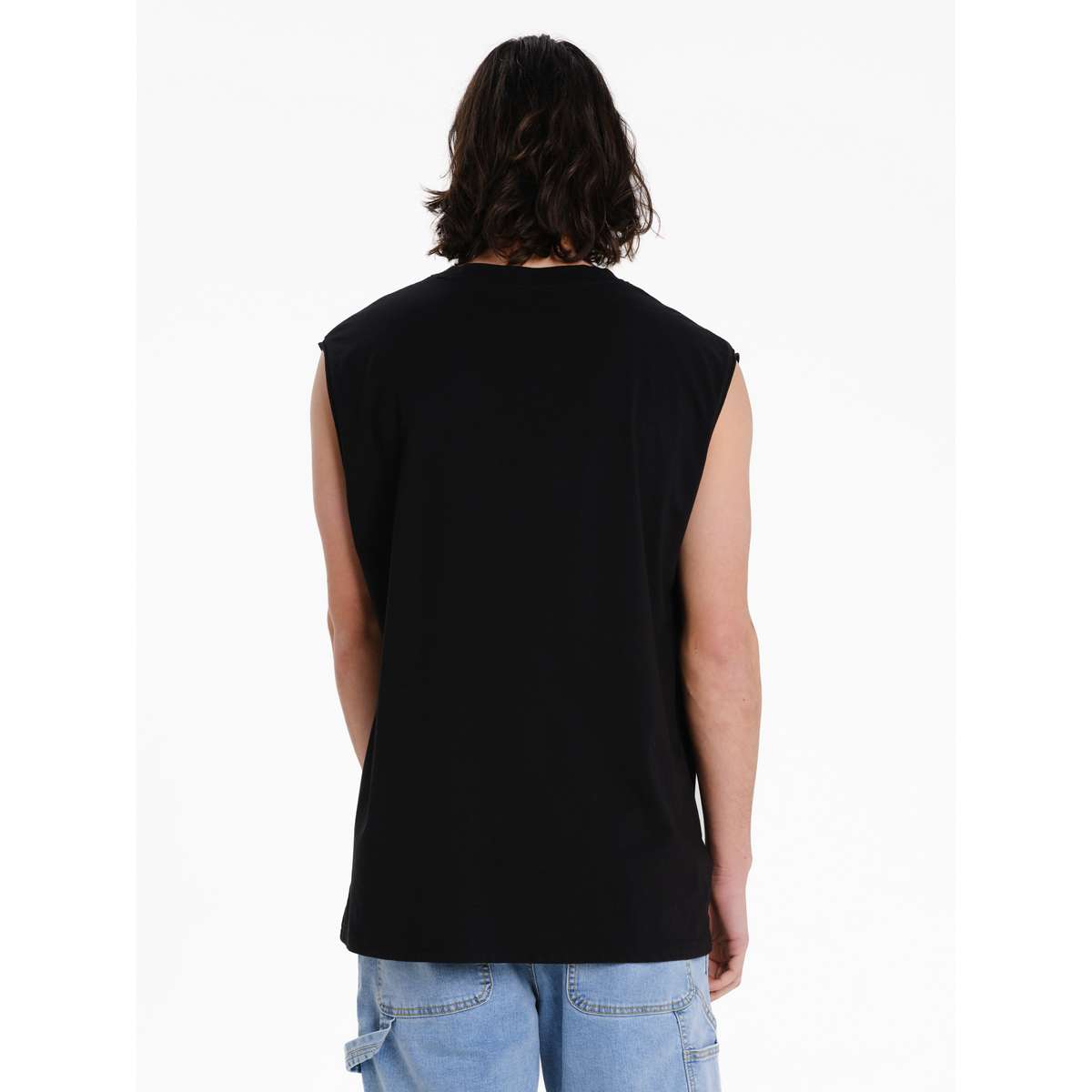 EMERSON LOGO EMBROIDERY MEN’S REGULAR FIT COTTON SLEEVELESS T-SHIRT 261.EM37.125-BLACK