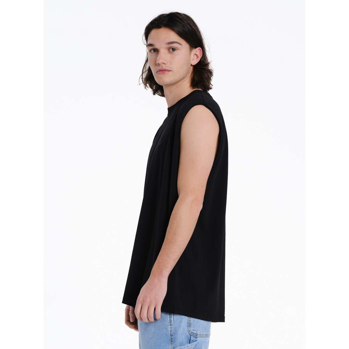 EMERSON LOGO EMBROIDERY MEN’S REGULAR FIT COTTON SLEEVELESS T-SHIRT 261.EM37.125-BLACK