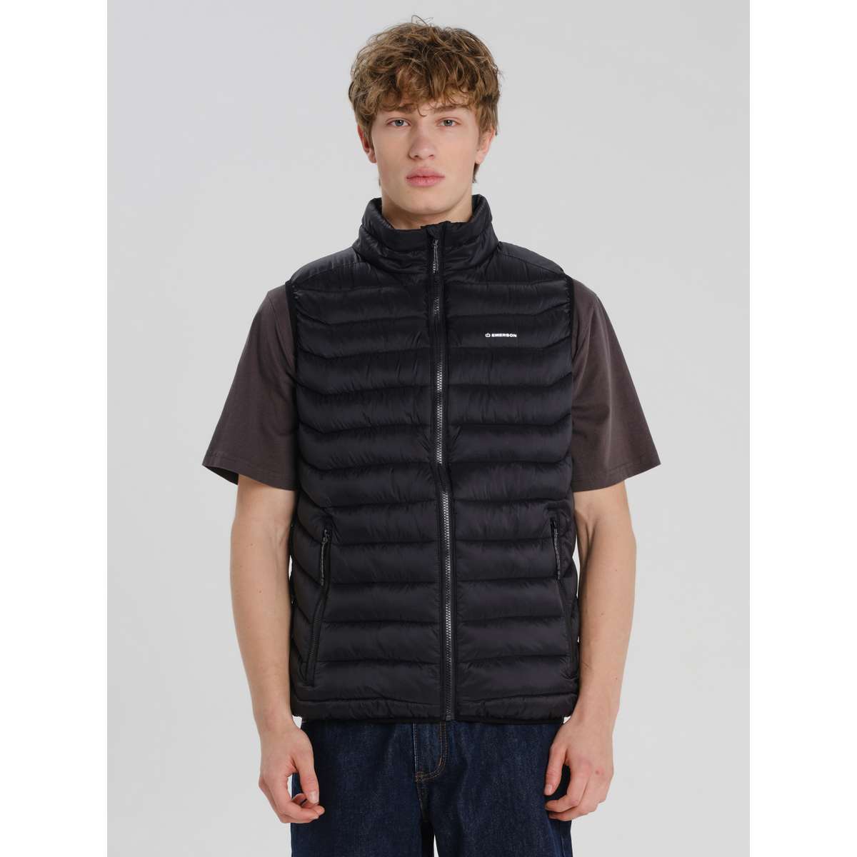 Emerson Αμάνικο Ανδρικό Nylon Μπουφάν Puffer Αδιάβροχο Μαύρο