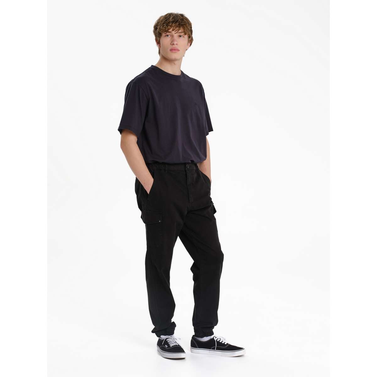 Emerson Ανδρικό Παντελόνι Cargo Regular Fit Cotton Ελαστικό Μαύρο - Μαύρο - L